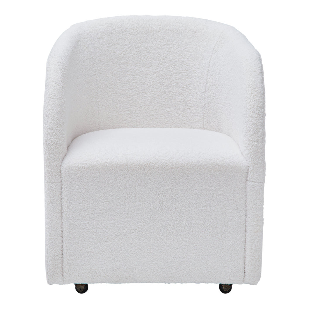 Ensemble de 2 chaises de salle à manger rembourrées en tissu bouclé ivoire - Rowanbeck