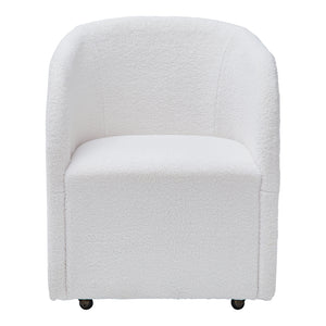 Ensemble de 2 chaises de salle à manger rembourrées en tissu bouclé ivoire - Rowanbeck