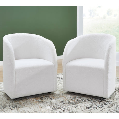 Ensemble de 2 chaises de salle à manger rembourrées en tissu bouclé ivoire - Rowanbeck