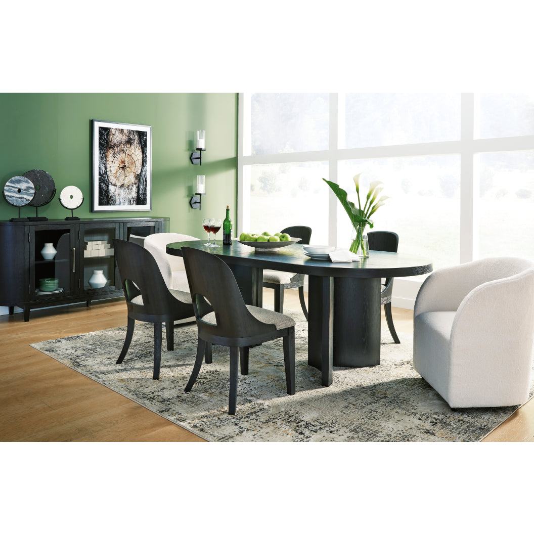 Ensemble de 2 chaises de salle à manger rembourrées en tissu bouclé ivoire - Rowanbeck