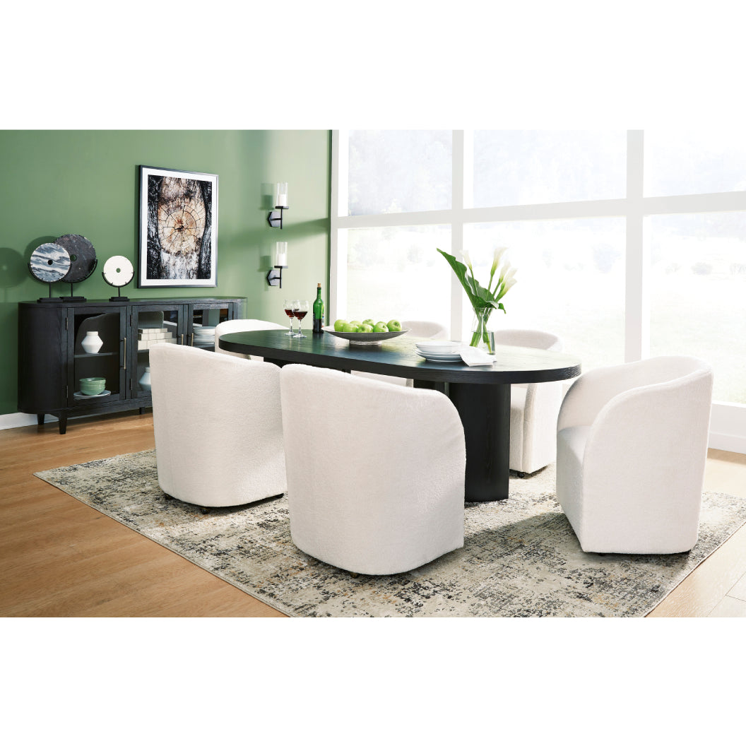 Ensemble de 2 chaises de salle à manger rembourrées en tissu bouclé ivoire - Rowanbeck