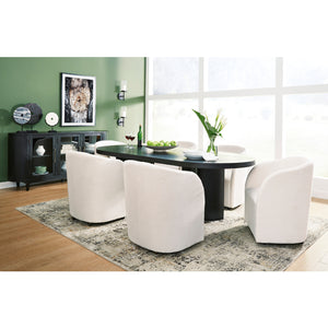 Ensemble de 2 chaises de salle à manger rembourrées en tissu bouclé ivoire - Rowanbeck