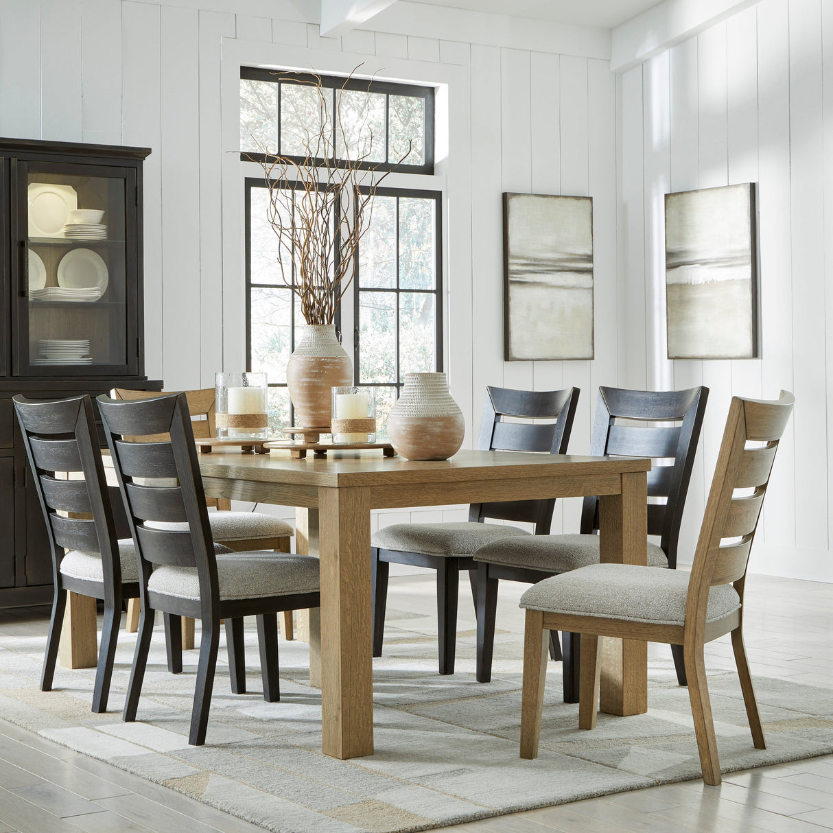 Ensemble de salle à manger avec 6 chaises rembourrées - Galliden