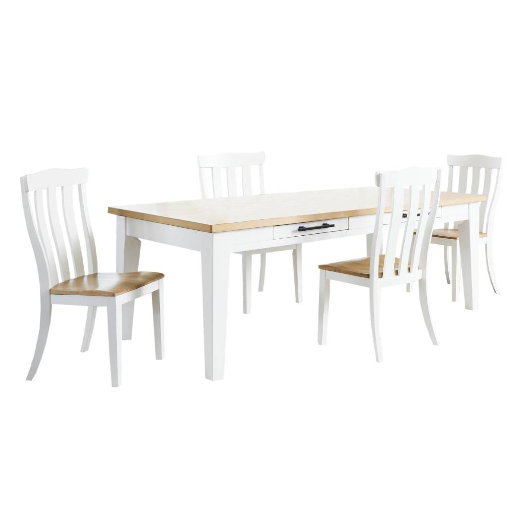 Ensemble de salle à manger en bois brun blanc avec 4 chaises - Ashbryn
