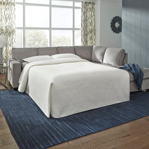 Sofa-lit chaise longue en tissu gris pâle avec matelas mousse mémoire - Altari