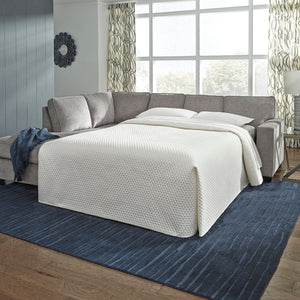 Sofa-lit chaise longue en tissu gris pâle avec matelas mousse mémoire - Altari