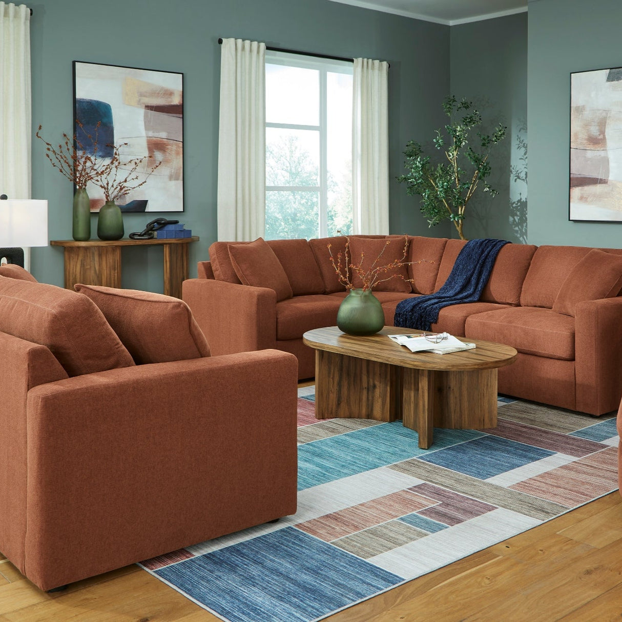 Causeuse en tissu brune avec coussins - Modmax