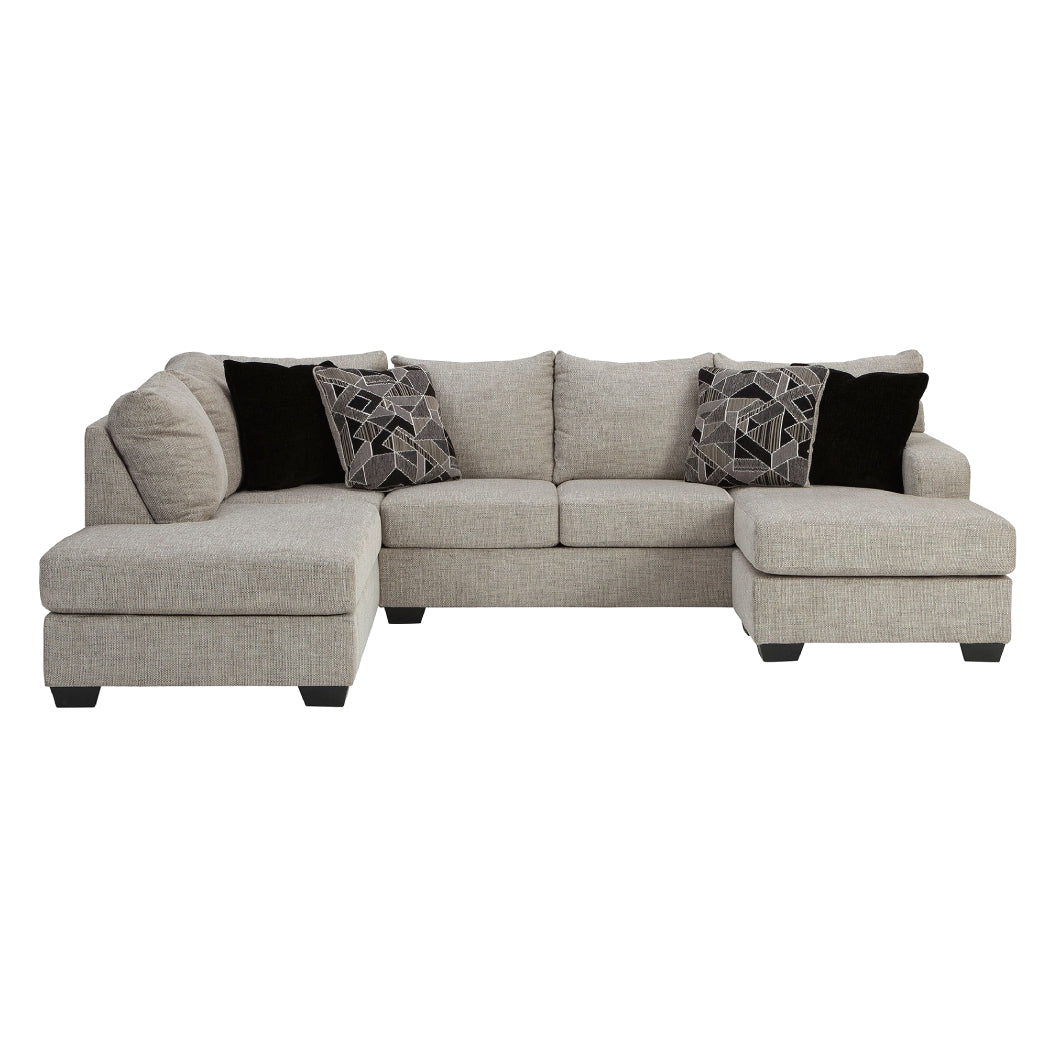 Sectionnel 2 pièces en tissu gris pâle avec chaise longue - Megginson