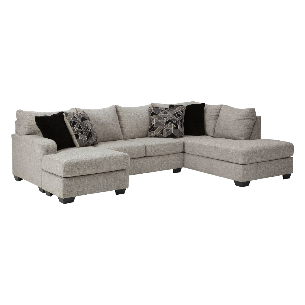 Sectionnel 2 pièces en tissu gris pâle avec chaise longue - Megginson