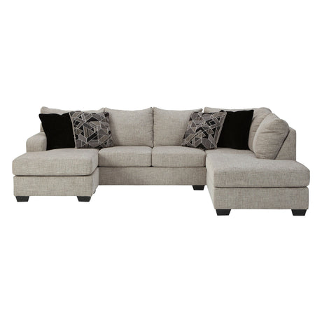 Sectionnel 2 pièces en tissu gris pâle avec chaise longue - Megginson
