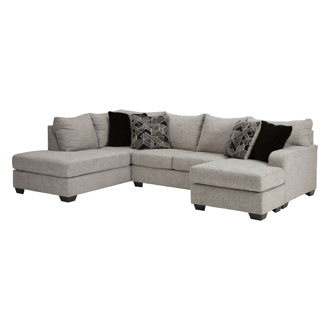 Sectionnel 2 pièces en tissu gris pâle avec chaise longue - Megginson