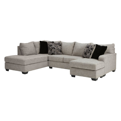 Sectionnel 2 pièces en tissu gris pâle avec chaise longue - Megginson