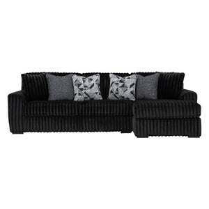 Sofa en velours côtelé noir avec chaise longue - Gabbyleigh