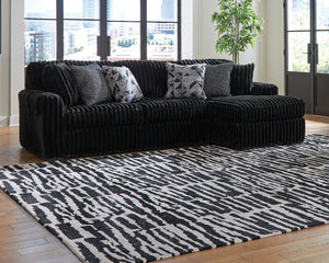 Sofa en velours côtelé noir avec chaise longue - Gabbyleigh
