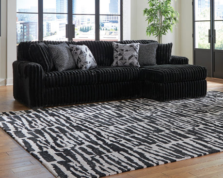 Sofa en velours côtelé noir avec chaise longue - Gabbyleigh