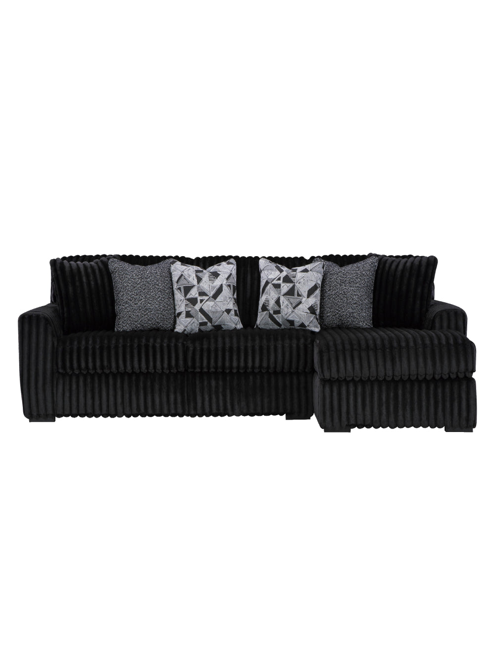 Sofa noir velours côtelé chaise longue à droite - Gabbyleigh