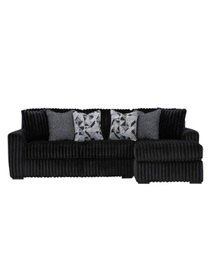 Sofa noir velours côtelé chaise longue à droite - Gabbyleigh