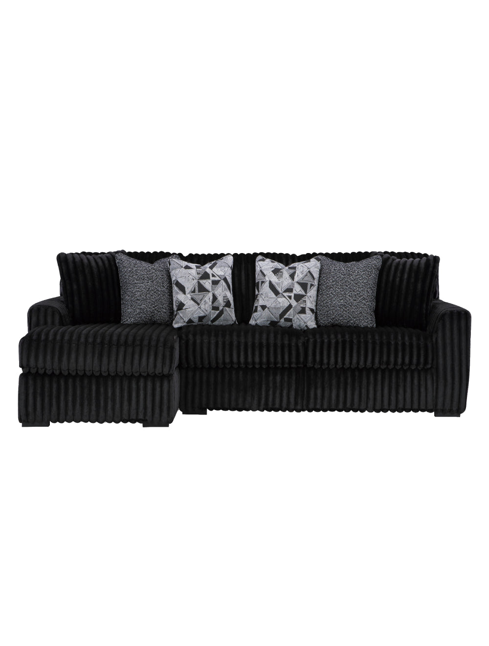 Sofa noir velours côtelé chaise longue à gauche - Gabbyleigh