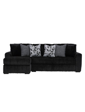 Sofa noir velours côtelé chaise longue à gauche - Gabbyleigh