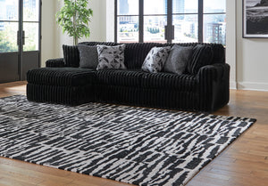 Sofa noir velours côtelé chaise longue à gauche - Gabbyleigh