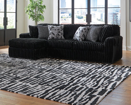 Sofa noir velours côtelé chaise longue à gauche - Gabbyleigh