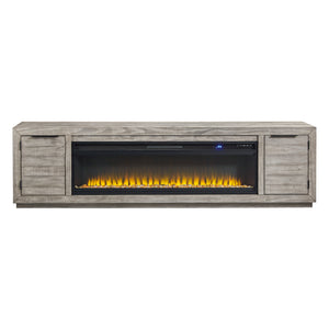 Meuble de télévision en bois gris pâle avec foyer électrique - Naydell