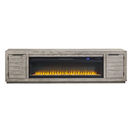 Meuble de télévision en bois gris pâle avec foyer électrique - Naydell