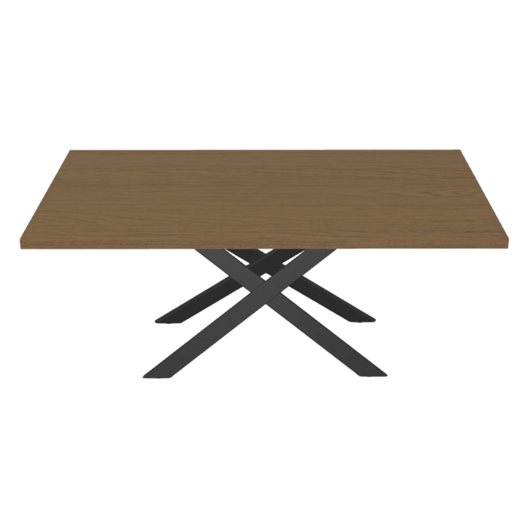 Table de salle à manger rectangulaire en placage de chêne brun - Ascencio
