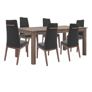 Ensemble de salle à manger avec 6 chaises aspect cuir noir - Condo