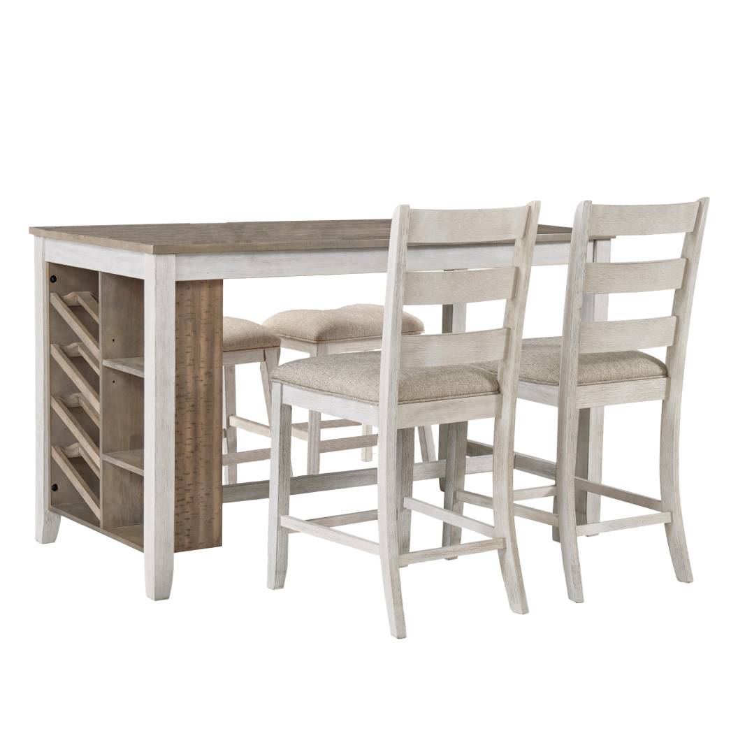 Ensemble de salle à manger bistro en bois bicolore avec 4 tabourets - Skempton
