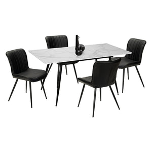 Ensemble de salle à manger avec 4 chaises rembourrées aspect cuir noir - I 1132-1130