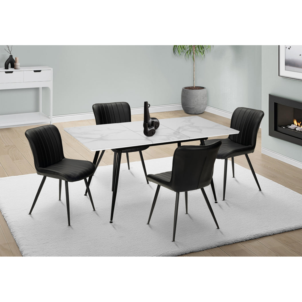 Ensemble de salle à manger avec 4 chaises rembourrées aspect cuir noir - I 1132-1130