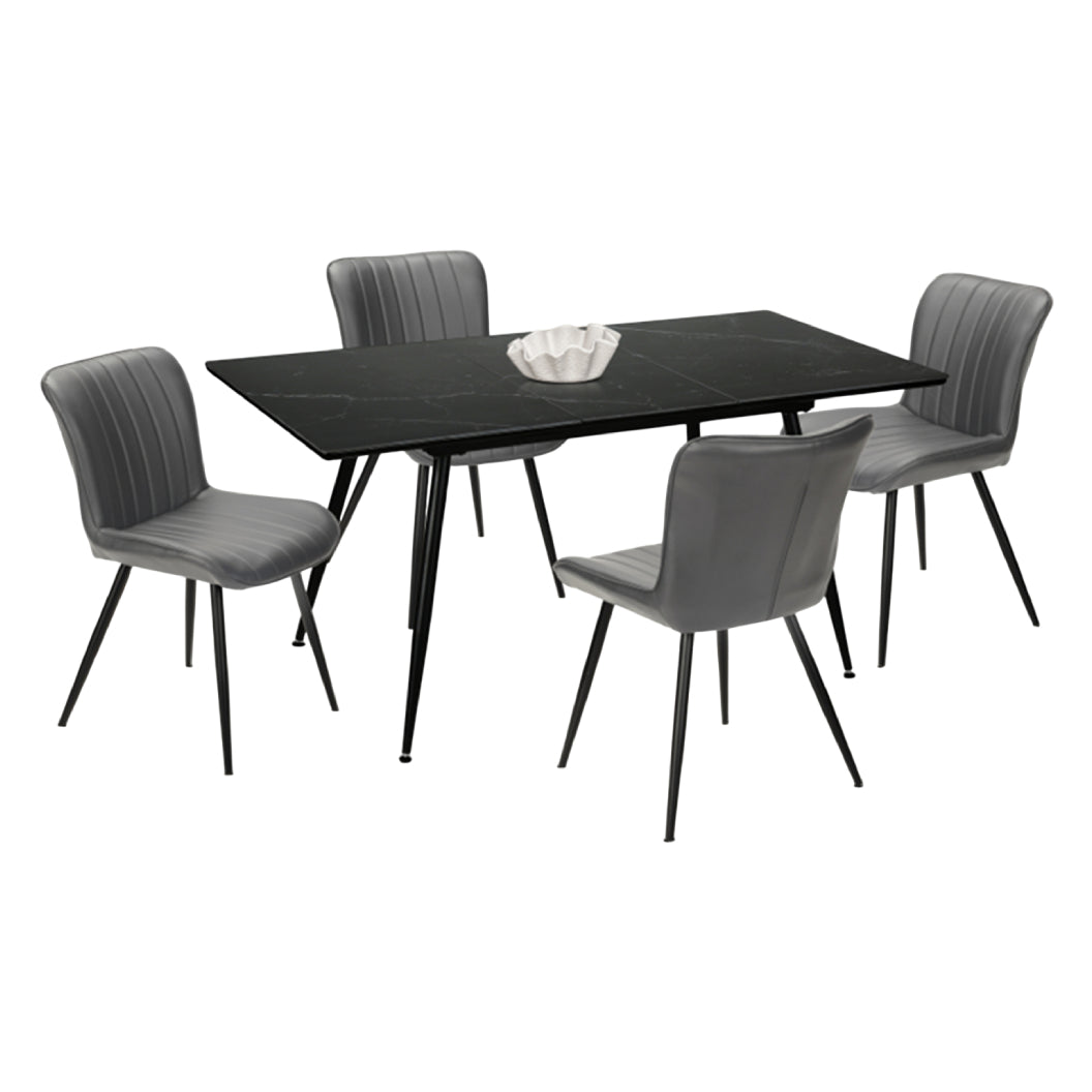 Ensemble de salle à manger avec 4 chaises rembourrées aspect cuir gris - I 1133-1131