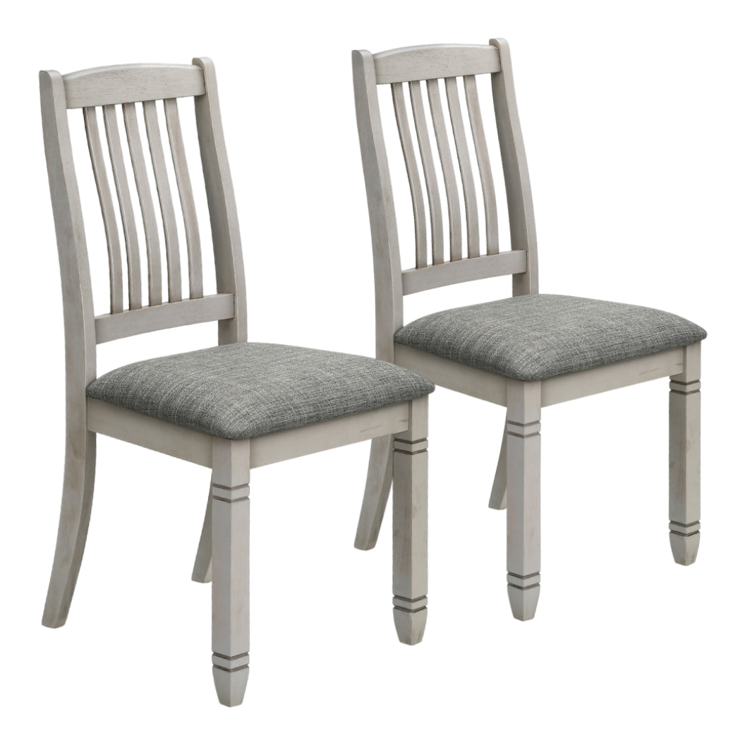 Ensemble de 2 chaises de salle à manger en bois avec assise rembourrée en tissu gris - I 1256