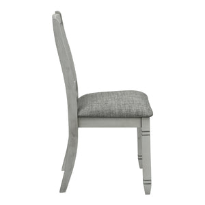 Ensemble de 2 chaises de salle à manger en bois avec assise rembourrée en tissu gris - I 1256