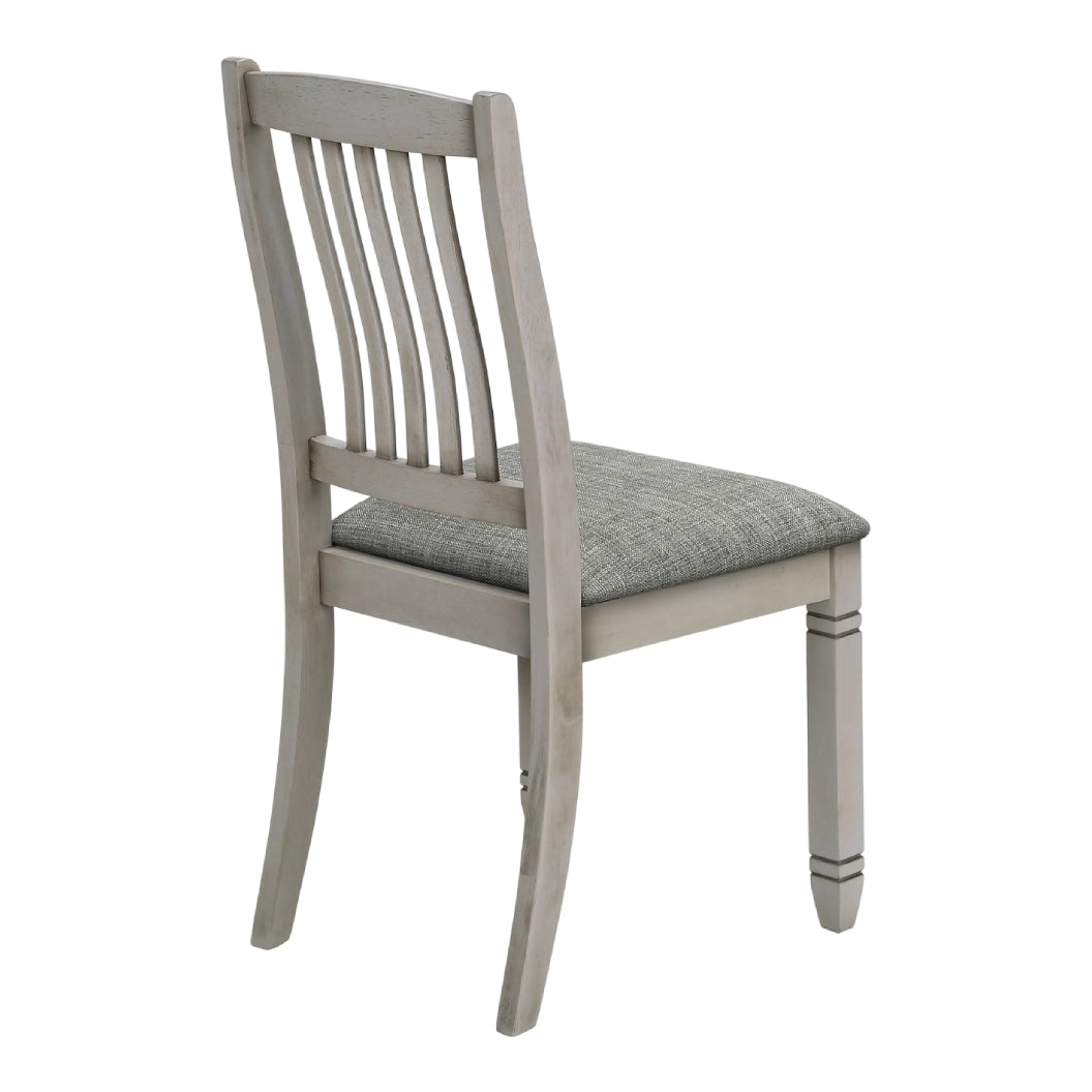 Ensemble de 2 chaises de salle à manger en bois avec assise rembourrée en tissu gris - I 1256
