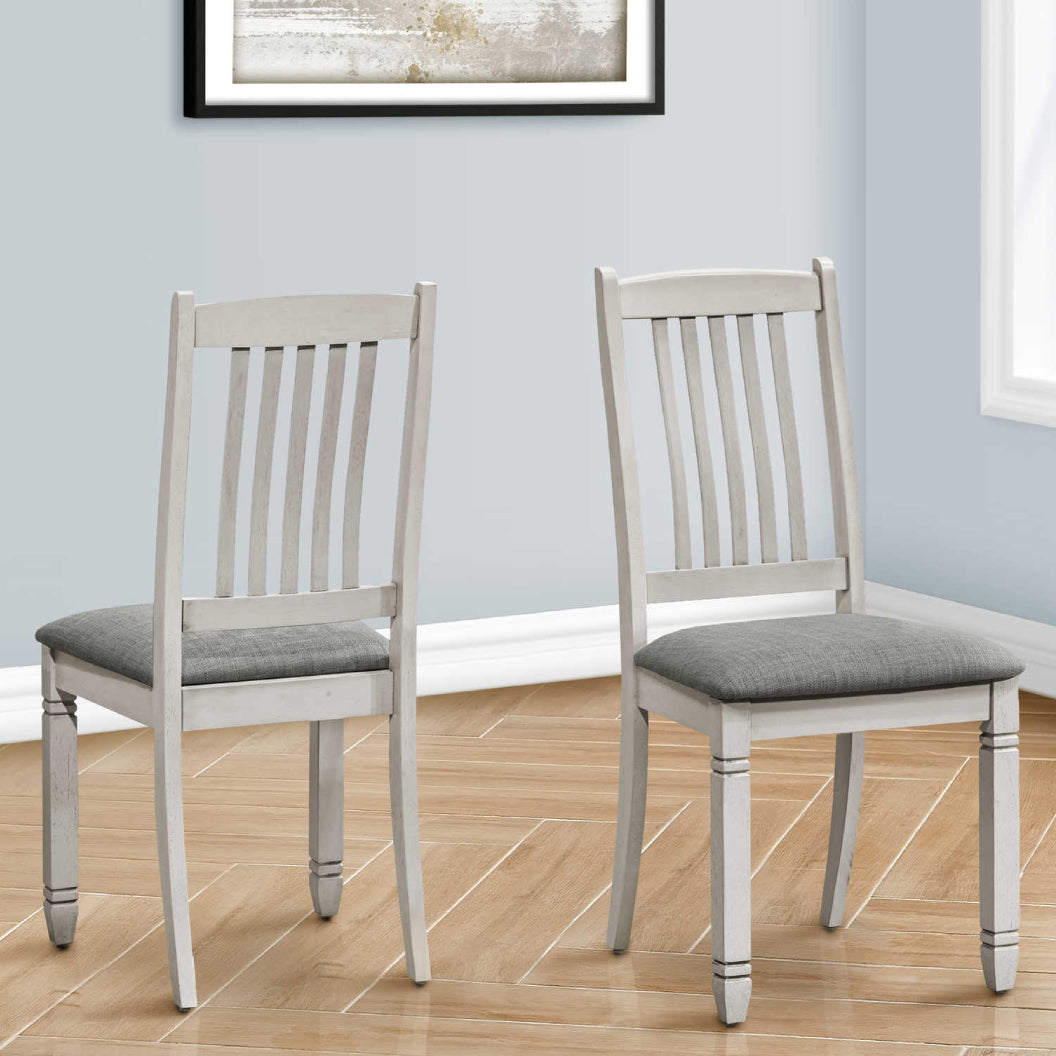 Ensemble de 2 chaises de salle à manger en bois avec assise rembourrée en tissu gris - I 1256