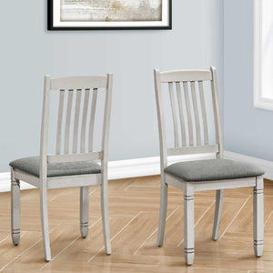 Ensemble de 2 chaises de salle à manger en bois avec assise rembourrée en tissu gris - I 1256