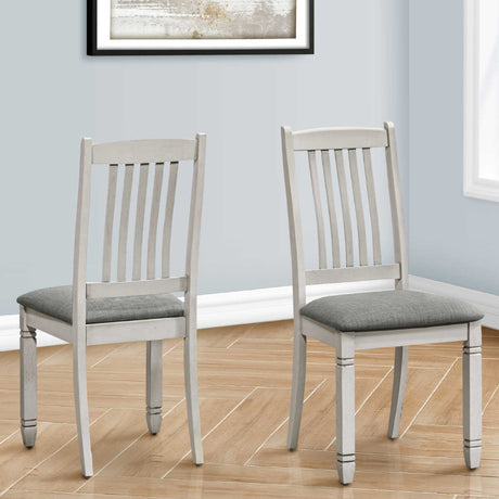 Ensemble de 2 chaises de salle à manger en bois avec assise rembourrée en tissu gris - I 1256