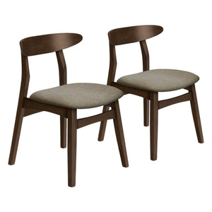 Ensemble de 2 chaises de salle à manger en bois brun avec assise rembourrée en tissu beige - I 1365