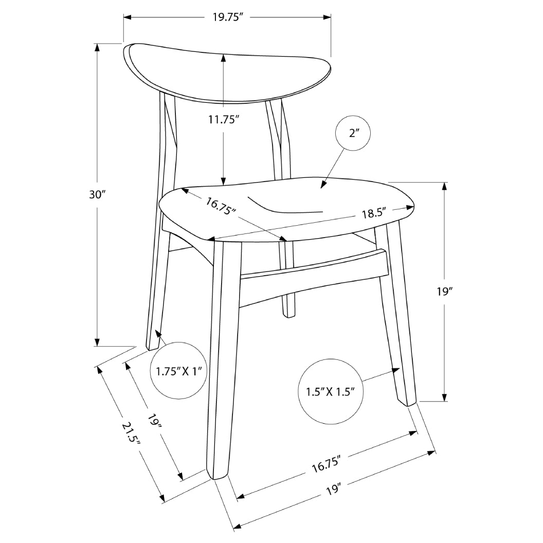 Ensemble de 2 chaises de salle à manger en bois brun avec assise rembourrée en tissu beige - I 1365