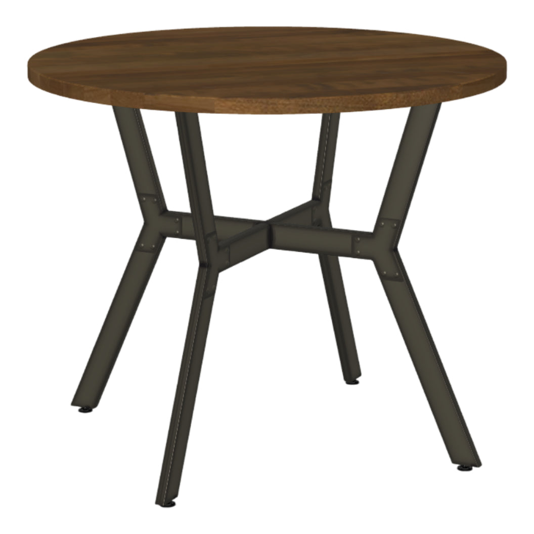 Table de salle à manger ronde en bois brun et métal - Norcross