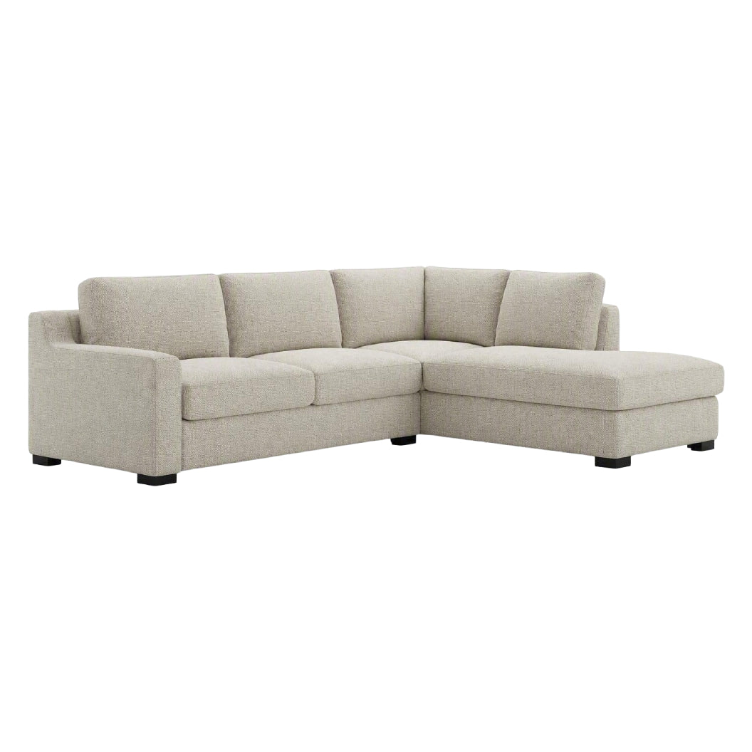 Sectionnel 2 pièces en tissu beige avec chaise longue à droite/gauche - Athena