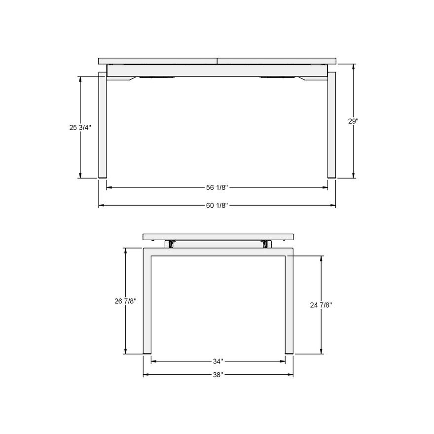 Table de salle à manger extensible en placage gris foncé - Zoom