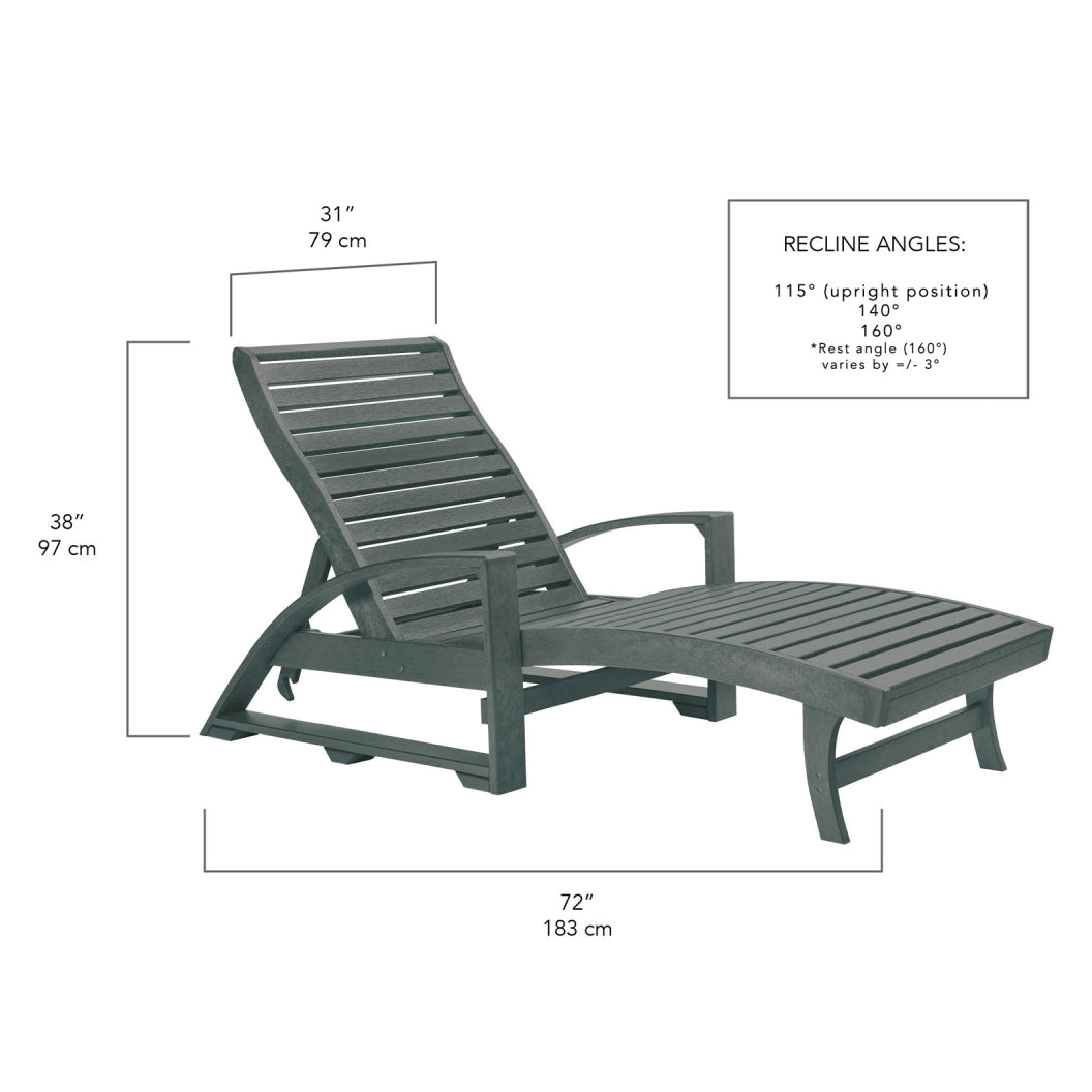 Chaise longue extérieure en plastique recyclé - St-Tropez L38