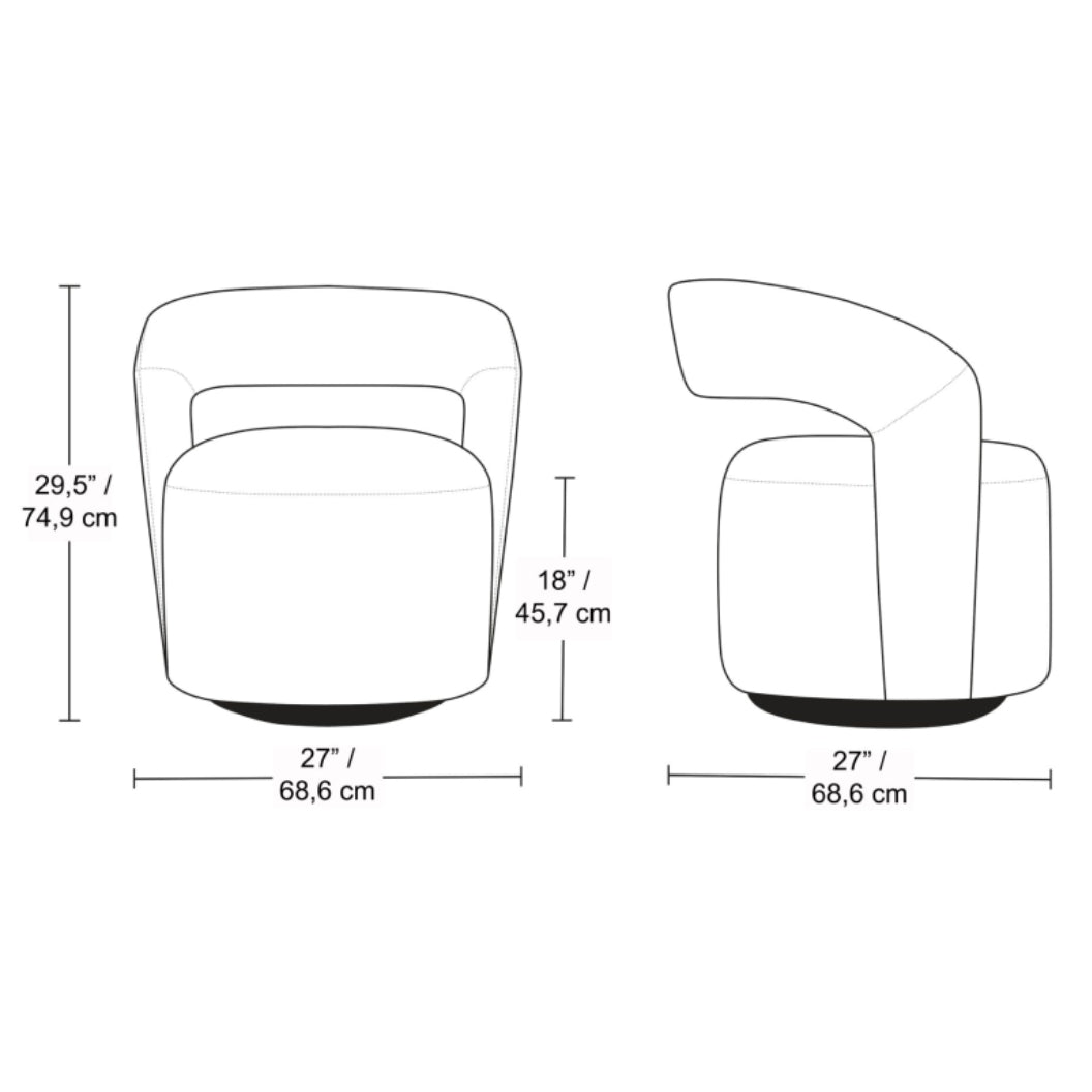 Fauteuil d'appoint pivotant en tissu et aspect cuir - Liam