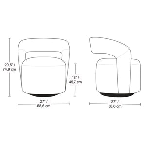 Fauteuil d'appoint pivotant en tissu et aspect cuir - Liam