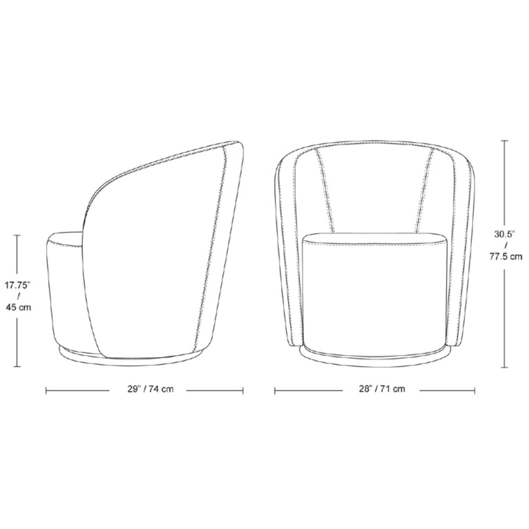 Fauteuil d'appoint pivotant en tissu et aspect cuir - Luka