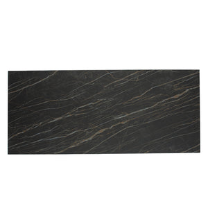 Table de salle à manger rectangulaire en céramique et en bois - Luciano