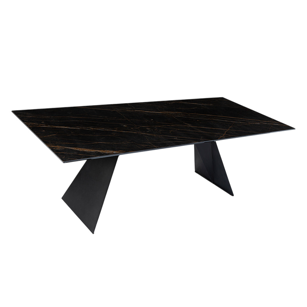 Table de salle à manger rectangulaire en céramique ou en verre - Hugo